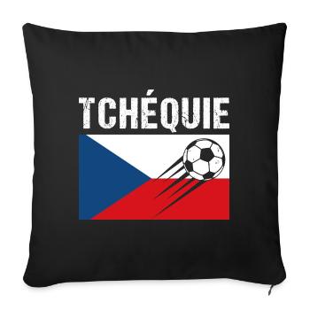 Tschechische Flagge Fußball Tschechisches Fußball Geschenk - Sofakissenbezug 45 x 45 cm - Schwarz - Vorne