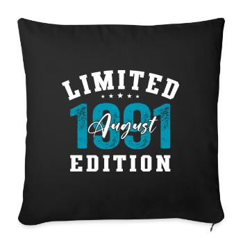 33rd birthday Original August 1991 Year 1991 - Sofa pillowcase 17,3'' x 17,3'' (45 x 45 cm) - black - Front