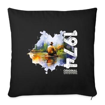 50ème Anniversaire Pêcheur Pêche 1974 Millésime 1974 - Housse de coussin décorative 45 x 45 cm - noir - Devant