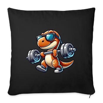 T-Rex Langhantel Training Cartoon Sonnenbrille - Sofakissenbezug 45 x 45 cm - Schwarz - Vorne