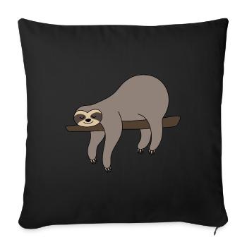 Paresseux dormir branche gris drôle paresseux - Housse de coussin décorative 45 x 45 cm - noir - Devant