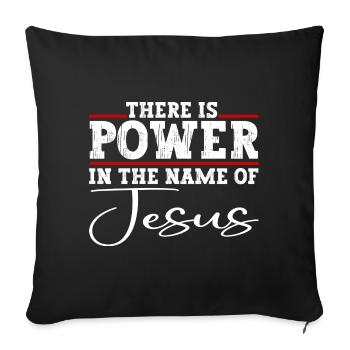 Il y a du pouvoir au nom de Jésus-Christ - Housse de coussin décorative 45 x 45 cm - noir - Devant