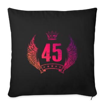 45 Couronne numérique - Housse de coussin décorative 45 x 45 cm - noir - Devant