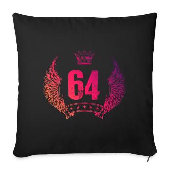 64 Couronne numérique - Housse de coussin décorative 45 x 45 cm - noir - Devant