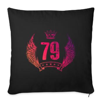 79 Couronne numérique - Housse de coussin décorative 45 x 45 cm - noir - Devant