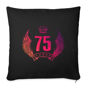 75 Number crown - Sofa pillowcase 17,3'' x 17,3'' (45 x 45 cm) - black - Front