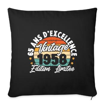 Vintage Cadeau D'anniversaire 65 Ans Vintage 1958 - Housse de coussin décorative 45 x 45 cm - noir - Devant