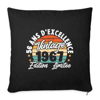 Vintage Cadeau D'anniversaire 56 Ans Vintage 1967 - Housse de coussin décorative 45 x 45 cm - noir - Devant