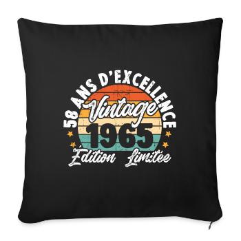 Vintage Cadeau D'anniversaire 58 Ans Vintage 1965 - Housse de coussin décorative 45 x 45 cm - noir - Devant