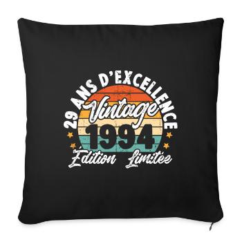 Vintage Cadeau D'anniversaire 29 Ans Vintage 1994 - Housse de coussin décorative 45 x 45 cm - noir - Devant