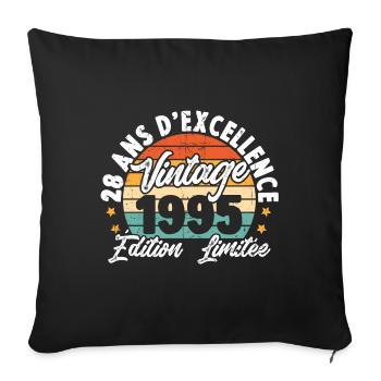 Vintage Cadeau D'anniversaire 28 Ans Vintage 1995 - Housse de coussin décorative 45 x 45 cm - noir - Devant