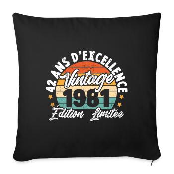 Vintage Cadeau D'anniversaire 42 Ans Vintage 1981 - Housse de coussin décorative 45 x 45 cm - noir - Devant