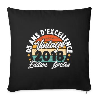 Vintage Cadeau D'anniversaire 5 Ans Vintage 2018 - Housse de coussin décorative 45 x 45 cm - noir - Devant
