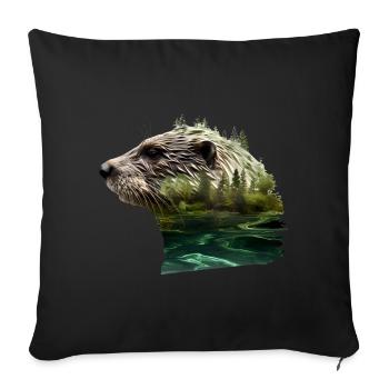 Otter - Sofakissenbezug 45 x 45 cm - Schwarz - Vorne