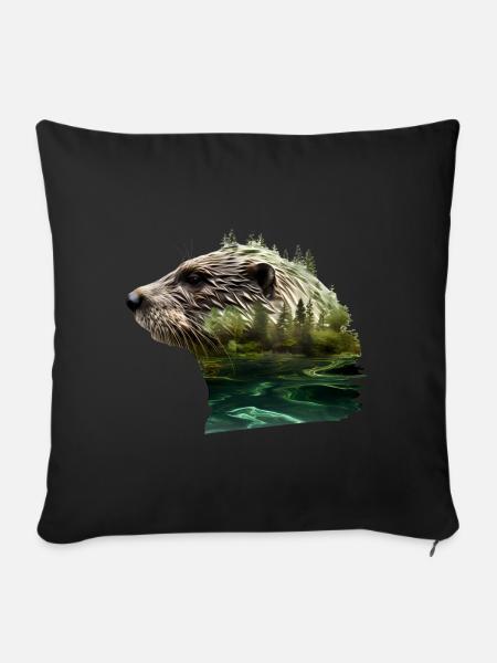 Otter - Sofakissenbezug 45 x 45 cm - Schwarz