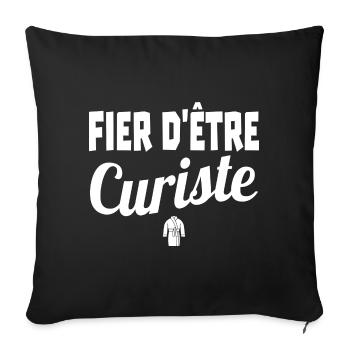 fier d'être curiste - Housse de coussin décorative 45 x 45 cm - noir - Devant