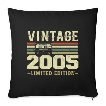 Vintage 2005 Rétro Cadeau D’anniversaire 2005 - Housse de coussin décorative 45 x 45 cm - noir - Devant