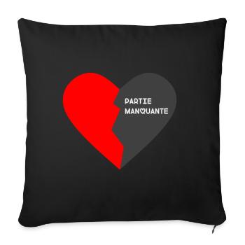 DEMI CŒUR ROUGE CÔTÉ GAUCHE - Housse de coussin décorative 45 x 45 cm - noir - Devant