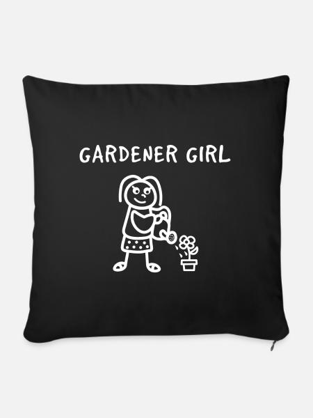 Gärtner Blume Blumenbeet - Sofakissenbezug 45 x 45 cm - Schwarz