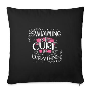 Cadeau nageur La natation est le remède pour tout - Housse de coussin décorative 45 x 45 cm - noir - Devant
