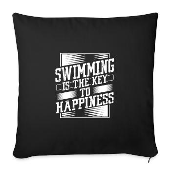 Cadeau nageur La natation est la clé du bonheur Plaisir - Housse de coussin décorative 45 x 45 cm - noir - Devant