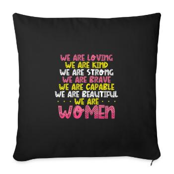 Femmes Aimant Gentil Fort Courageux Capable Beau - Housse de coussin décorative 45 x 45 cm - noir - Devant