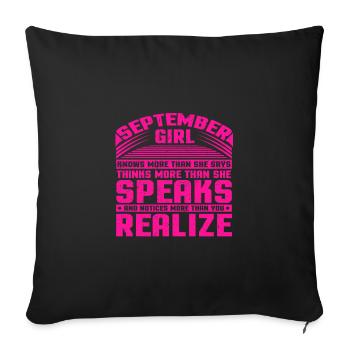 Septembre Fille sait plus qu’elle ne dit pense - Housse de coussin décorative 45 x 45 cm - noir - Devant