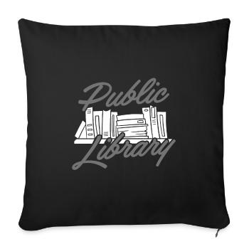 Librarian Gifts Public Library Book Lover Gift - Sofa pillowcase 17,3'' x 17,3'' (45 x 45 cm) - black - Front