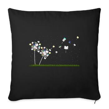 Livre Amoureux Cadeau Pissenlit Fleurs de Livres - Housse de coussin décorative 45 x 45 cm - noir - Devant