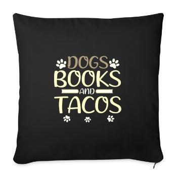 Livre Amoureux Cadeaux Chiens Livres et Tacos Cadeau pour - Housse de coussin décorative 45 x 45 cm - noir - Devant