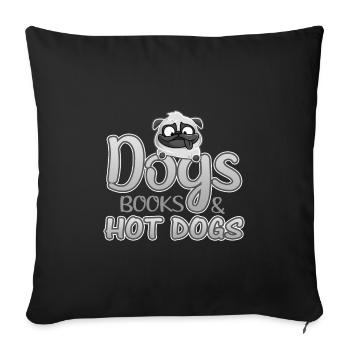 Dog Lover Cadeaux Chiens Livres et Hot-Dogs - Housse de coussin décorative 45 x 45 cm - noir - Devant