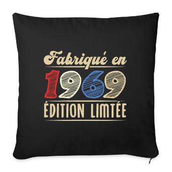 Fabriqué en 1969, Vintage cadeau d'anniversaire - Housse de coussin décorative 45 x 45 cm - noir - Devant