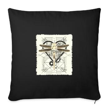 Steampunk Libelle Vintage Gears Goth Geschenkidee - Sofakissenbezug 45 x 45 cm - Schwarz - Vorne