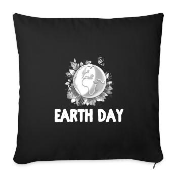 Jour de la Terre Cadeaux Globe Plantes Papillon Sauvez le - Housse de coussin décorative 45 x 45 cm - noir - Devant