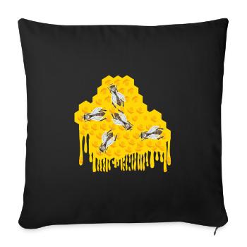 Bienen in einem tropfenden Wabenimkergeschenk - Sofakissenbezug 45 x 45 cm - Schwarz - Vorne