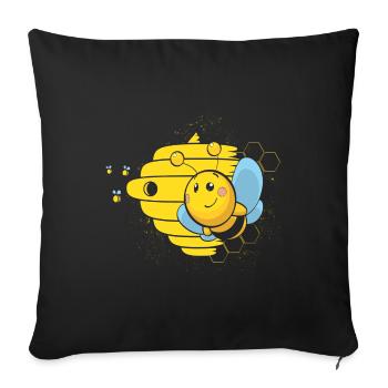 Cute Honeybee and Beehive Beekeeper Gift - Sofa pillowcase 17,3'' x 17,3'' (45 x 45 cm) - black - Front