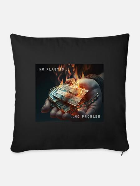 Kein Plastik, kein Problem - Sofakissenbezug 45 x 45 cm - Schwarz