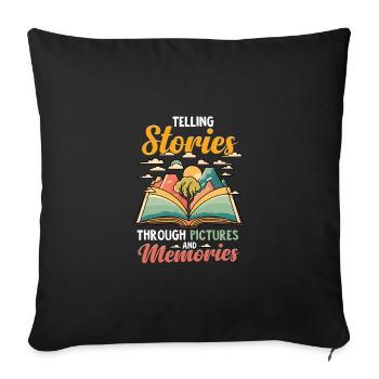 Raconter des histoires Trhough Images et souvenirs - Housse de coussin décorative 45 x 45 cm - noir - Devant