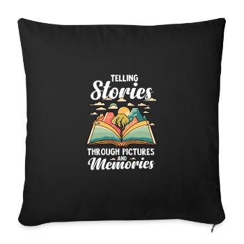 Raconter des histoires Trhough Images et souvenirs - Housse de coussin décorative 45 x 45 cm - noir - Devant