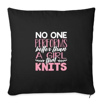 Cadeau de tricot de fille Personne ne fait mieux que - Housse de coussin décorative 45 x 45 cm - noir - Devant