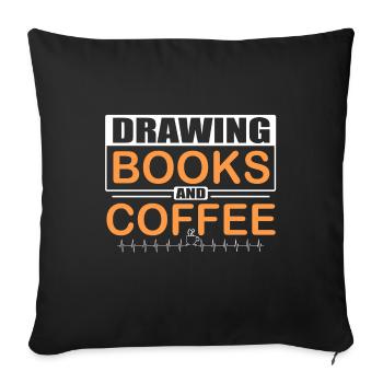 Artistic Gift Love Drawing Books Coffee Artist - Sofa pillowcase 17,3'' x 17,3'' (45 x 45 cm) - black - Front