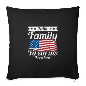 Glaube Familie Schusswaffen Freiheit Amerikanische Flagge - Sofakissenbezug 45 x 45 cm - Schwarz - Vorne