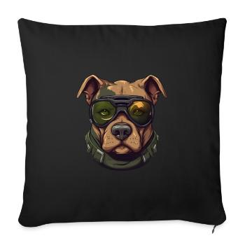 Patriotische Pitbull-Hundeliebhaber Militärische Wertschätzung - Sofakissenbezug 45 x 45 cm - Schwarz - Vorne
