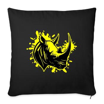 Tête d’animal de rhinocéros - Housse de coussin décorative 45 x 45 cm - noir - Devant