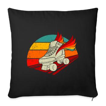 Retro Rollschuhe Vintage - Sofakissenbezug 45 x 45 cm - Schwarz - Vorne