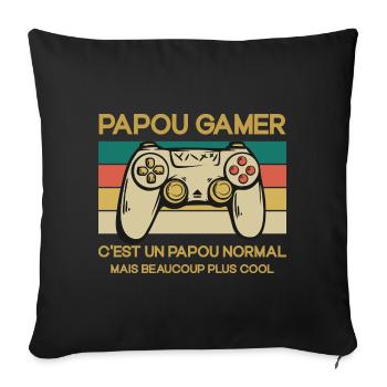 Cadeaux Papa - Fête des Pères - Gamer Jeux-vidéos - Housse de coussin décorative 45 x 45 cm - noir - Devant