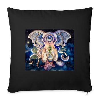 Mandala Éléphant / par Anima Art par Silvia, - Housse de coussin décorative 45 x 45 cm - noir - Devant