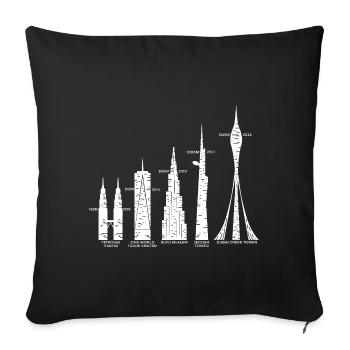 Tallest Skyscrapers Clouds Buildings Mega Towers - Sofa pillowcase 17,3'' x 17,3'' (45 x 45 cm) - black - Front