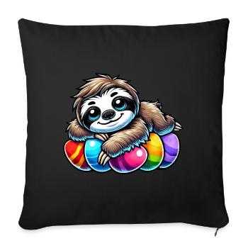 mignon paresseux Pâques oeuf de Pâques dessin animé chilling - Housse de coussin décorative 45 x 45 cm - noir - Devant