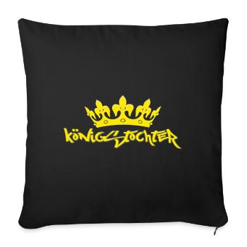 La fille du roi m. Couronne sur la police élégante - Housse de coussin décorative 45 x 45 cm - noir - Devant